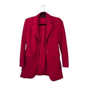 Boston Proper Beyond Travel Classic Boyfriend Blazer 0 Red Bold Colorful